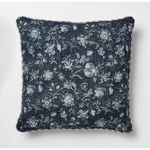 Threshold Studio McGee Square Pillow Navy Allover Floral Throw Cushion NEW